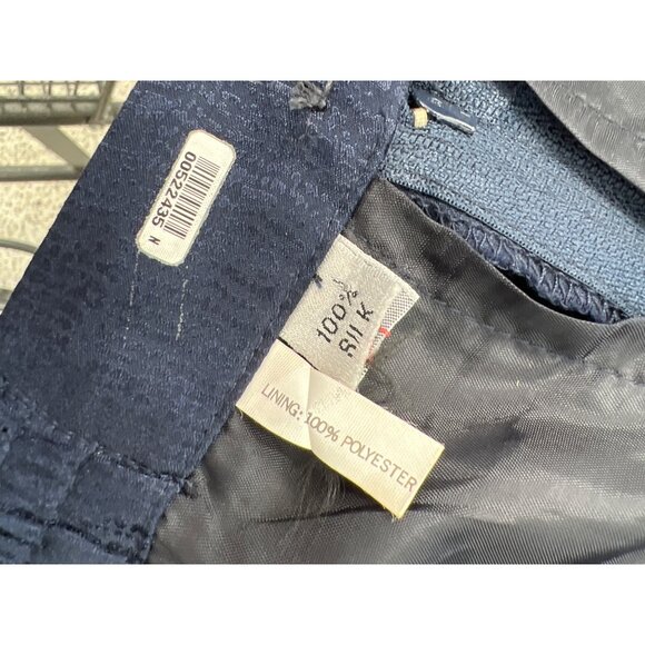 Vintage Silk Jacquard Pencil Skirt Size 24 Inches Length Navy Back Zipper Lined - Picture 4 of 5
